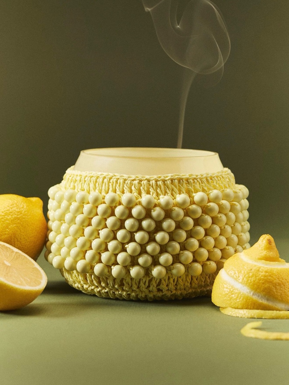 NEW Anthropologie The beaded gather candle fruity sun kissed lemon